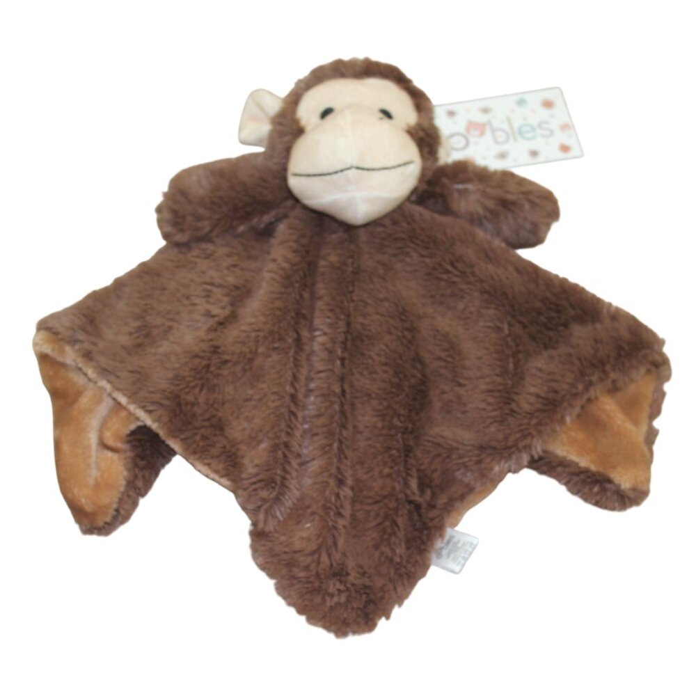 Oobles Monkey Plush Security Blanket Lovey Baby Infant Rattle Toy Brown NWT